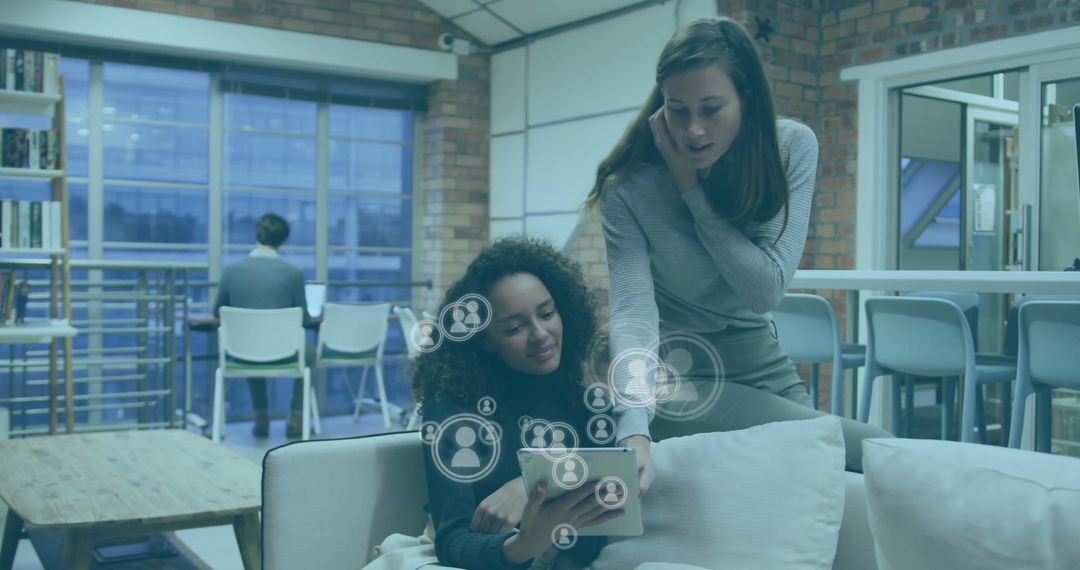 Collaboration in Modern Office with Digital Networking Overlay