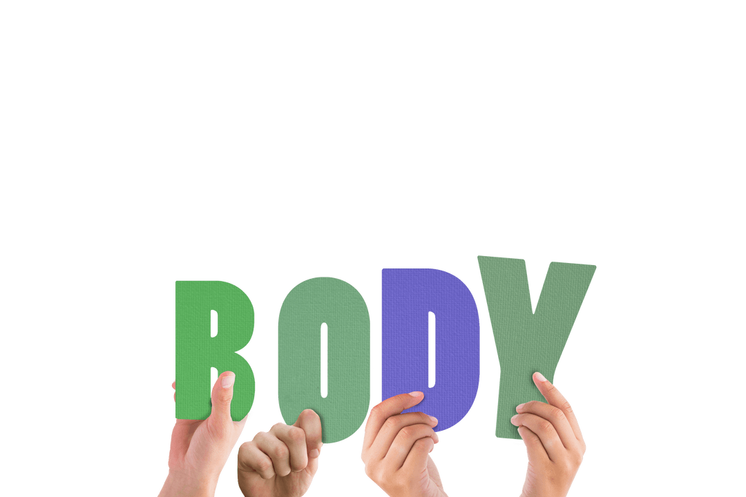 Hands Holding Body Text with Transparent Background