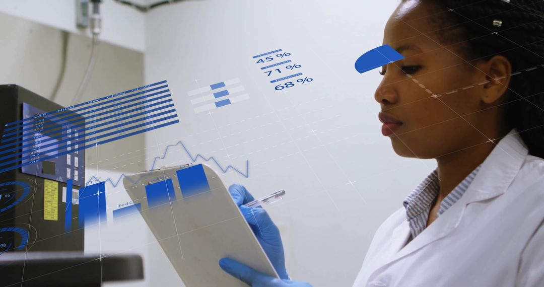 Innovative Scientist Analyzing Financial Data in Laboratory