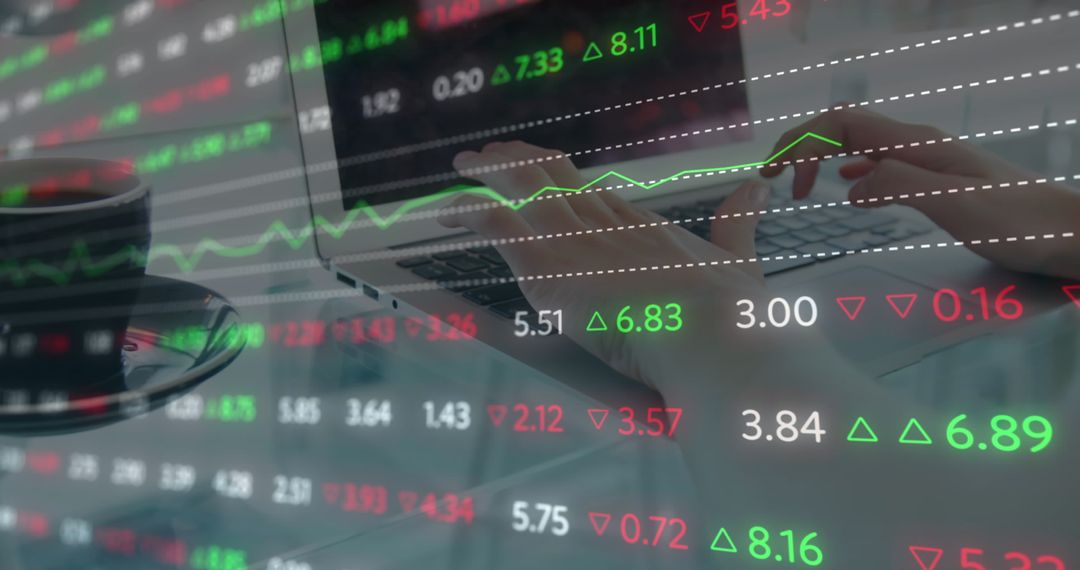 Financial Analytics Data Processing with Woman Using Laptop