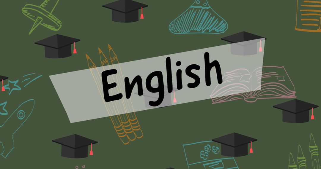 Education Theme Collage on Green Background with Graduation Caps