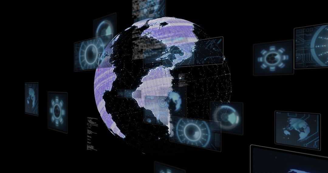Digital Globe with Futuristic Interface Elements