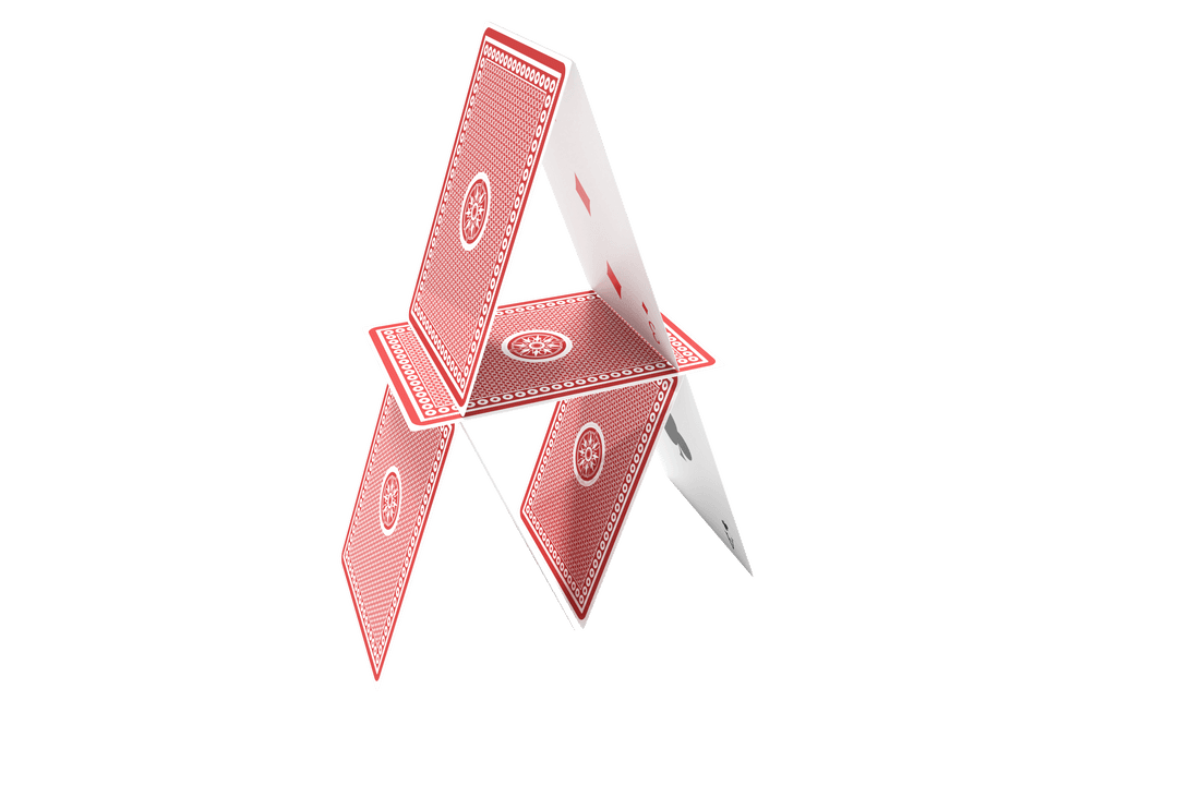 Transparent Card Tower Structure in Playing Card Vector Art