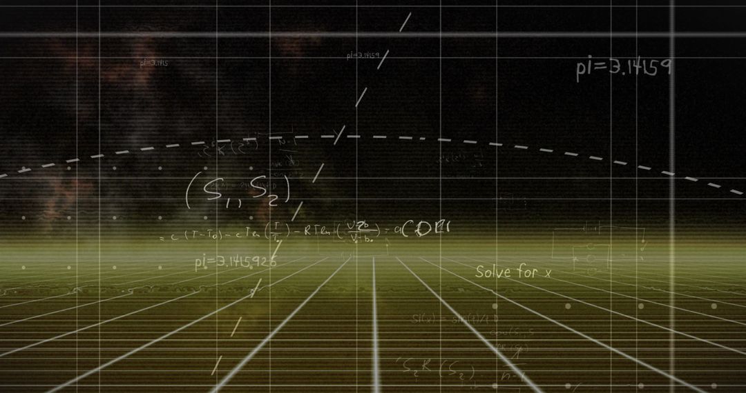 Digital Overlay of Complex Mathematical Equations on Sci-Fi Grid