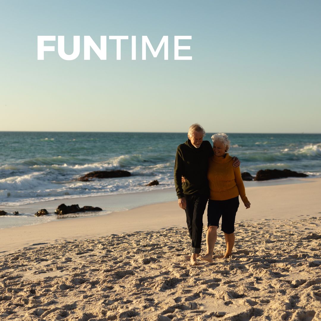 Senior Couple Embracing on Sunny Beach Vacation