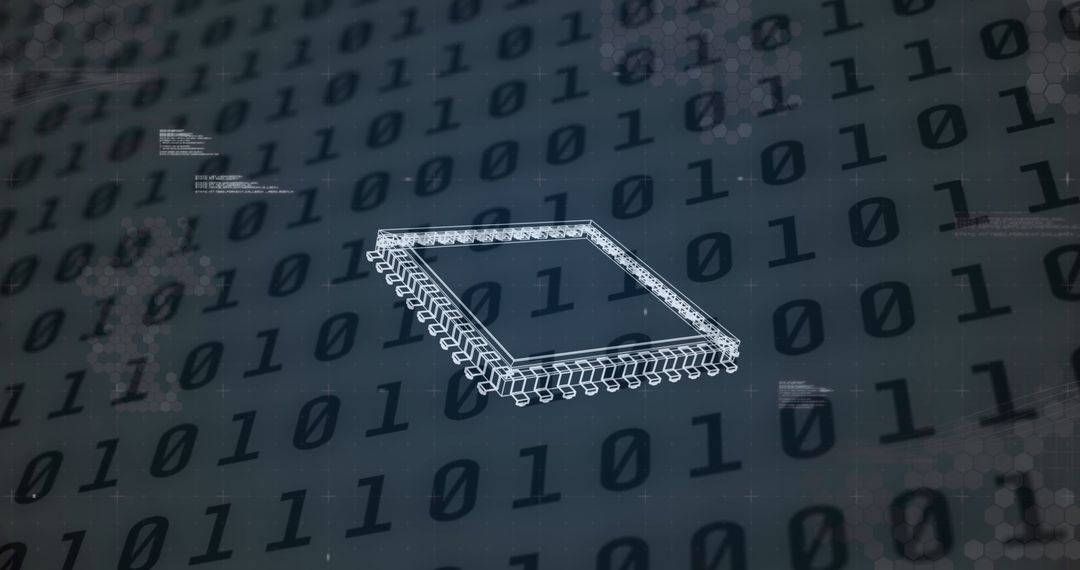 Futuristic 6g concept with computer processor and binary code