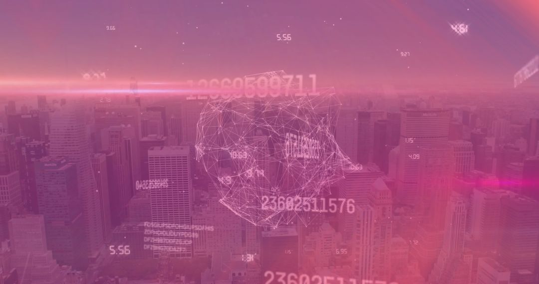 Cityscape with Futuristic Data Interface Overlay