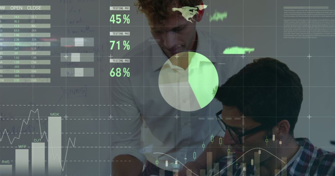 Business Professionals Analyzing Data with Augmented Reality Charts - Free Images, Stock Photos and Pictures on Pikwizard.com