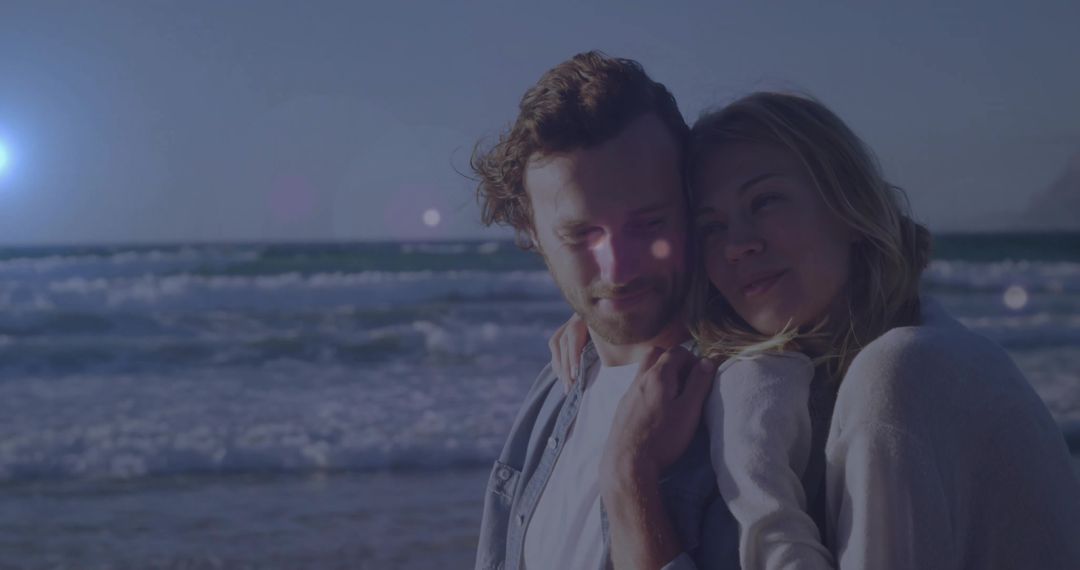 Couple Embracing on Tranquil Seaside