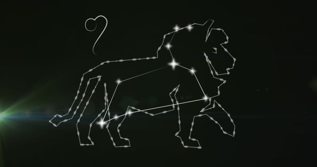 Leo Constellation Outline in Starry Night Sky