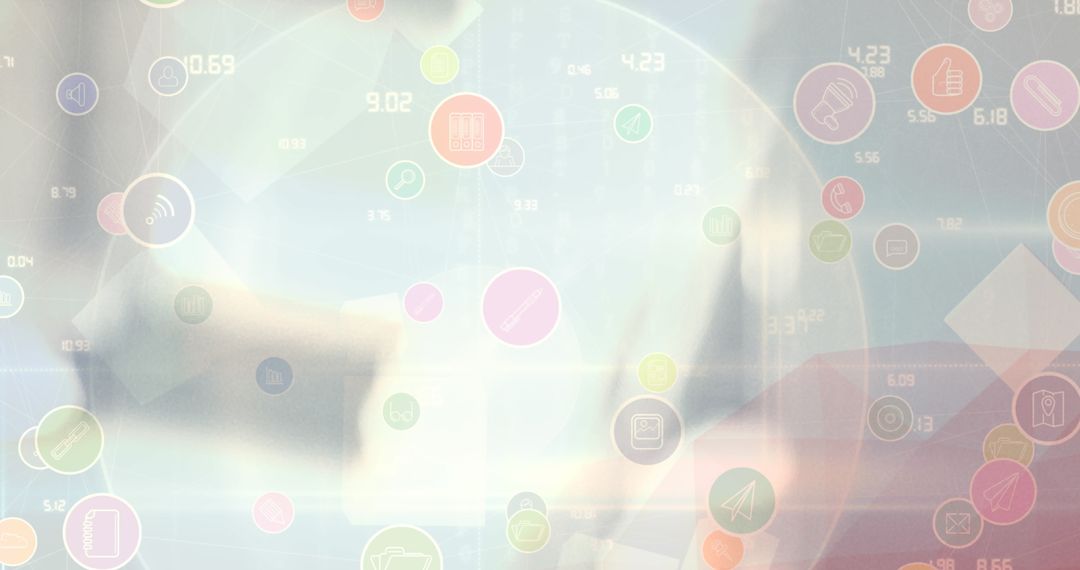 Digital Interface Overlay with Global Connectivity Icons