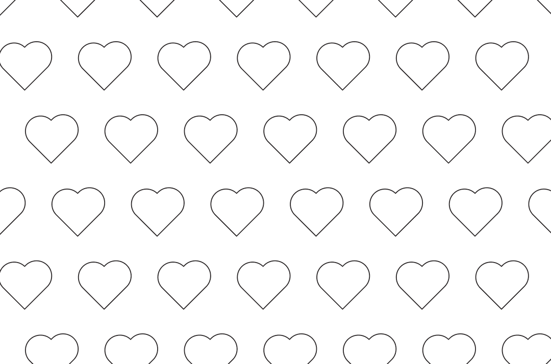 Transparent Black Outlined Hearts Seamless Pattern Background