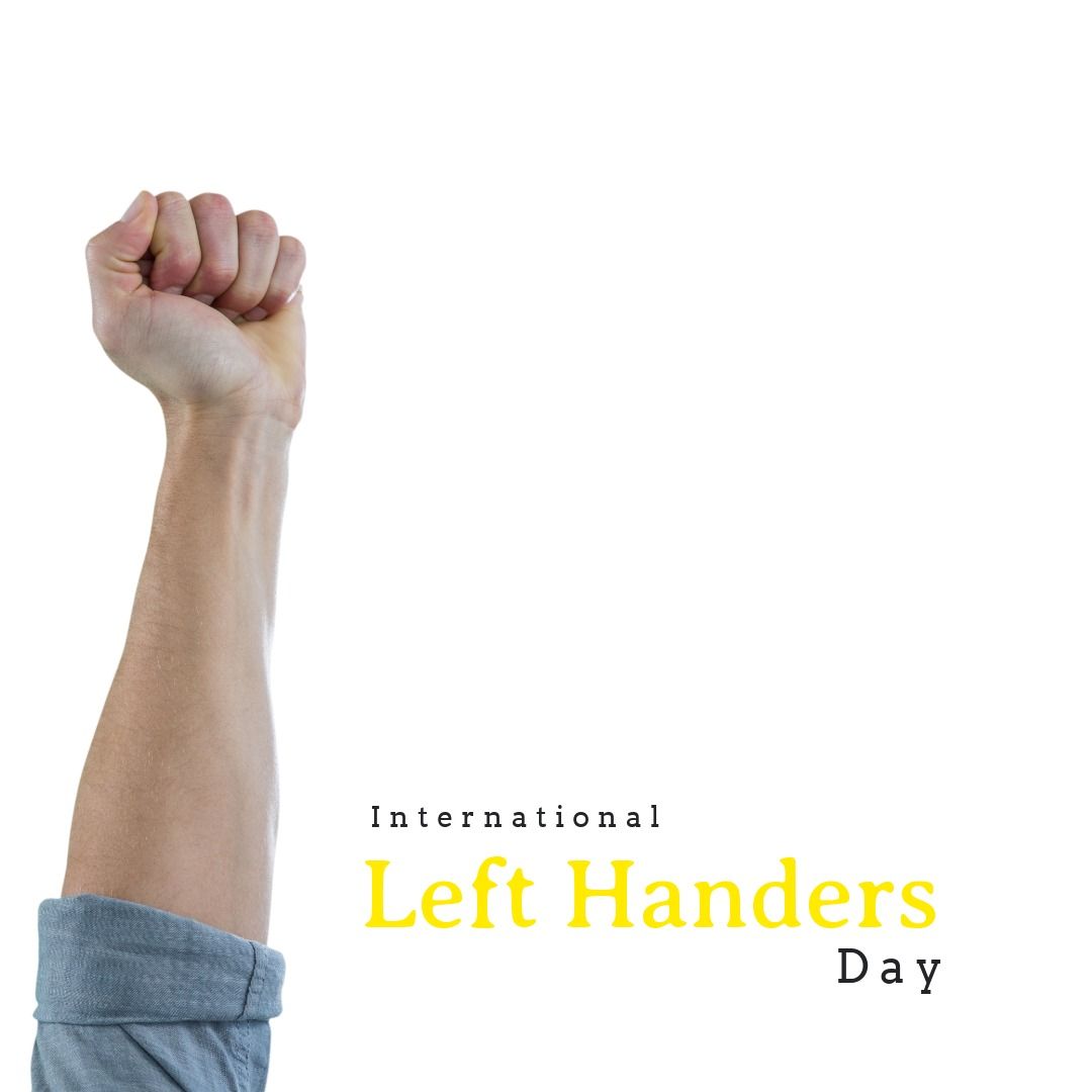 Caucasian Man's Fist with International Left Handers Day Text, Copy Space - Download Free Stock Templates Pikwizard.com