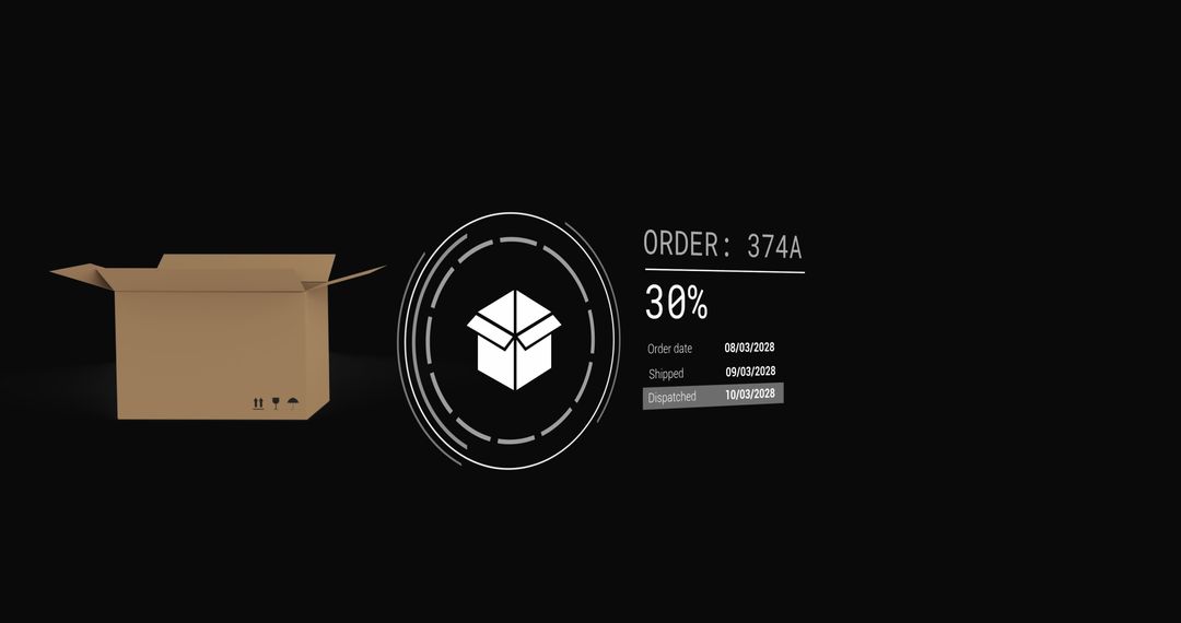 Digital Shipping Icons Displayed on Minimalist Black Background