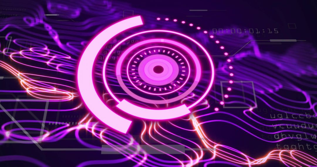 Digital Data Transfer with Neon-Pink Spiral Elements