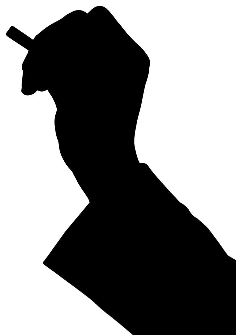 Chalk Writing Hand Silhouette on Transparent Background