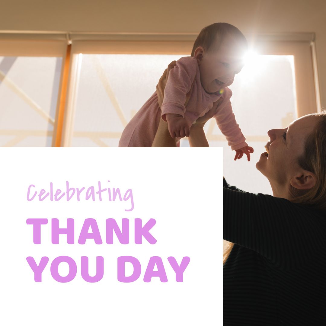 Happy Thank You Day Celebration with Mother and Baby