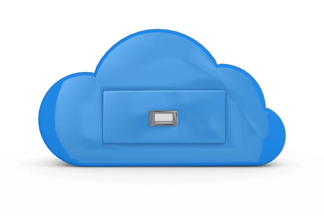 Blue Cloud Illustration with Drawer on Transparent Background