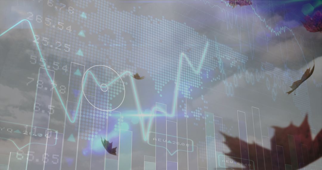 Digital Financial Data Overlaid on Nature Scene