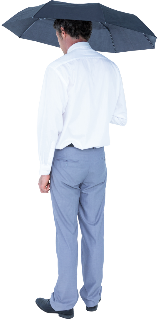 Transparent businessman holding umbrella with back view isolated - Download Free Stock Images Pikwizard.com