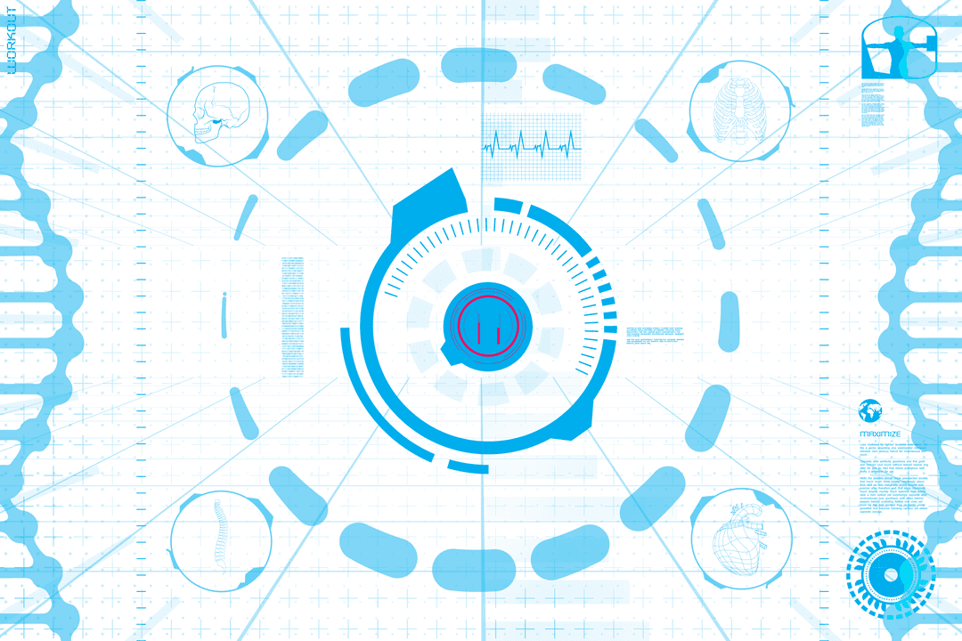 Digital Blue Interface with Data Elements on Transparent Background