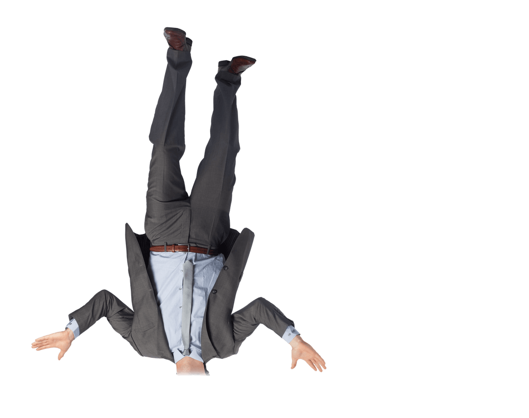 Upside Down Businessman with Transparent Background