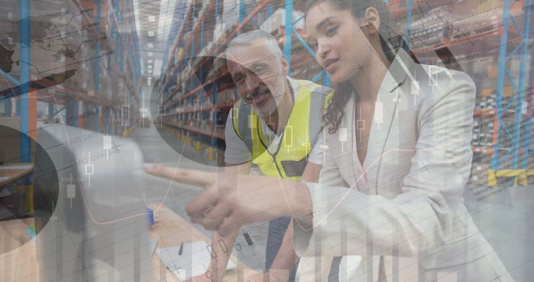 Warehouse Logistics Team Analyzing Data for Global Shipping Impact