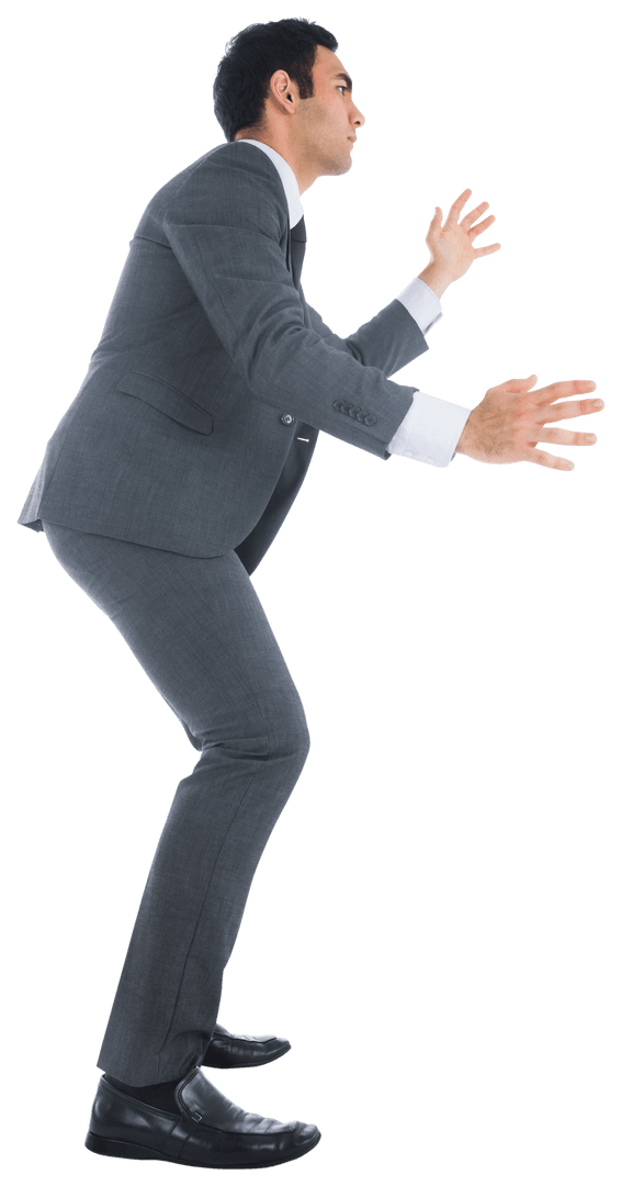 Transparent Futuristic Businessman in Virtual Reality Interaction