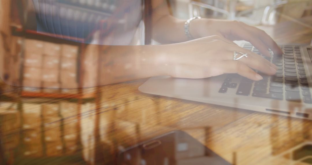 Digital Connection in Global Shipping Warehouse