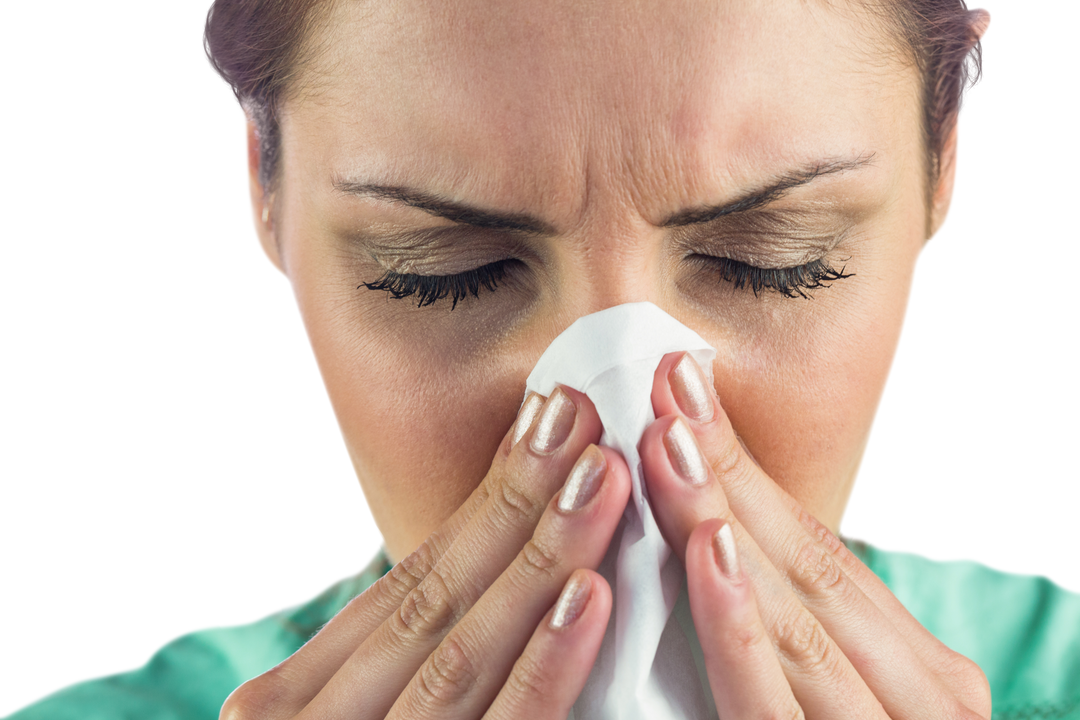 Woman Suffering from Cold with Tissue Transparency Isolated - Download Free Stock Images Pikwizard.com