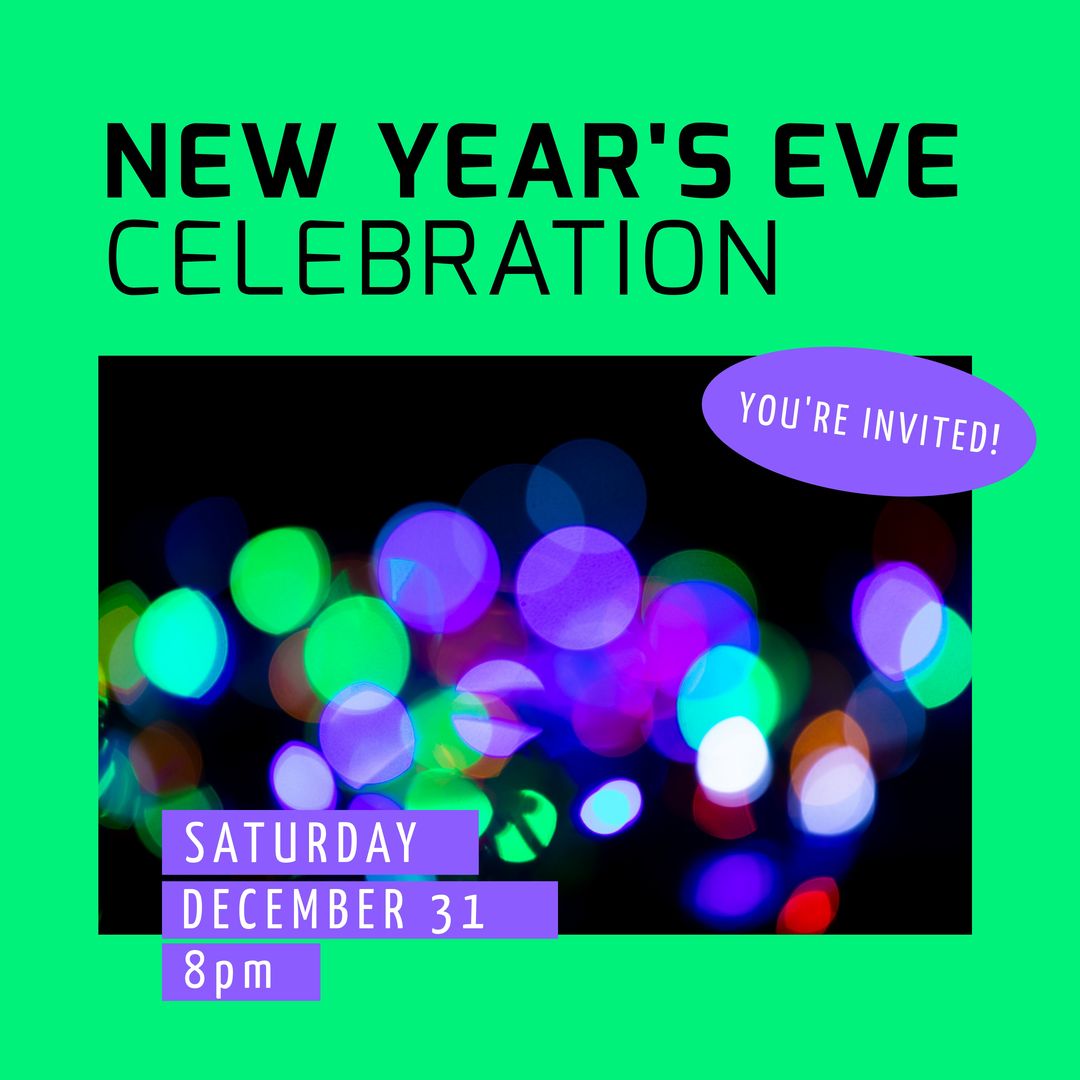 Composition of new year's eve celebration text over bokeh light spots - Download Free Stock Templates Pikwizard.com