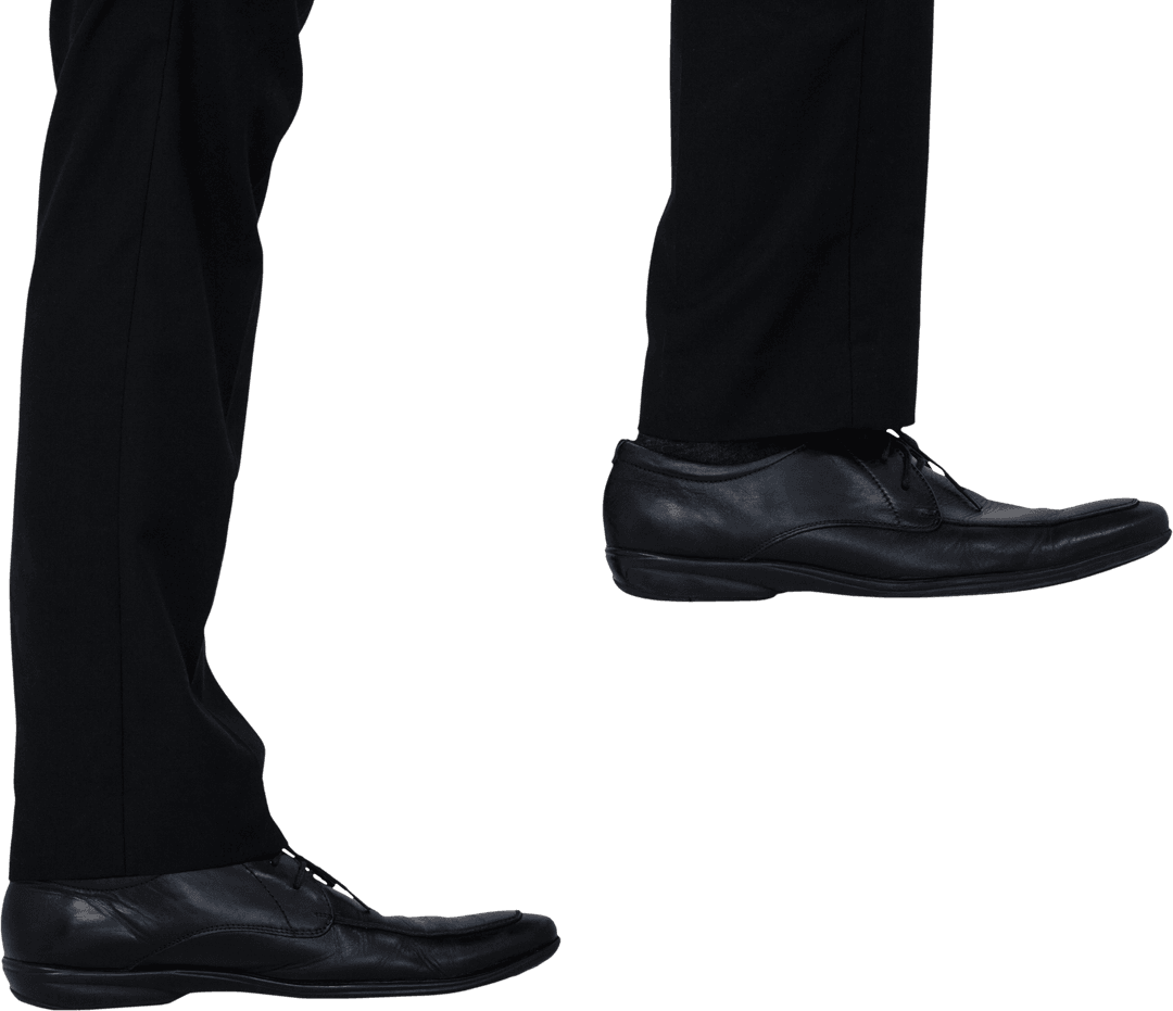 Businessman Translucent Footsteps on Transparent Steps