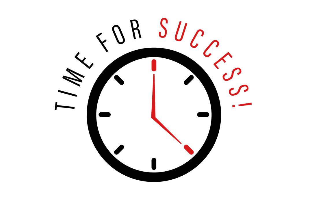 Transparent Success Clock Illustration with Red Details