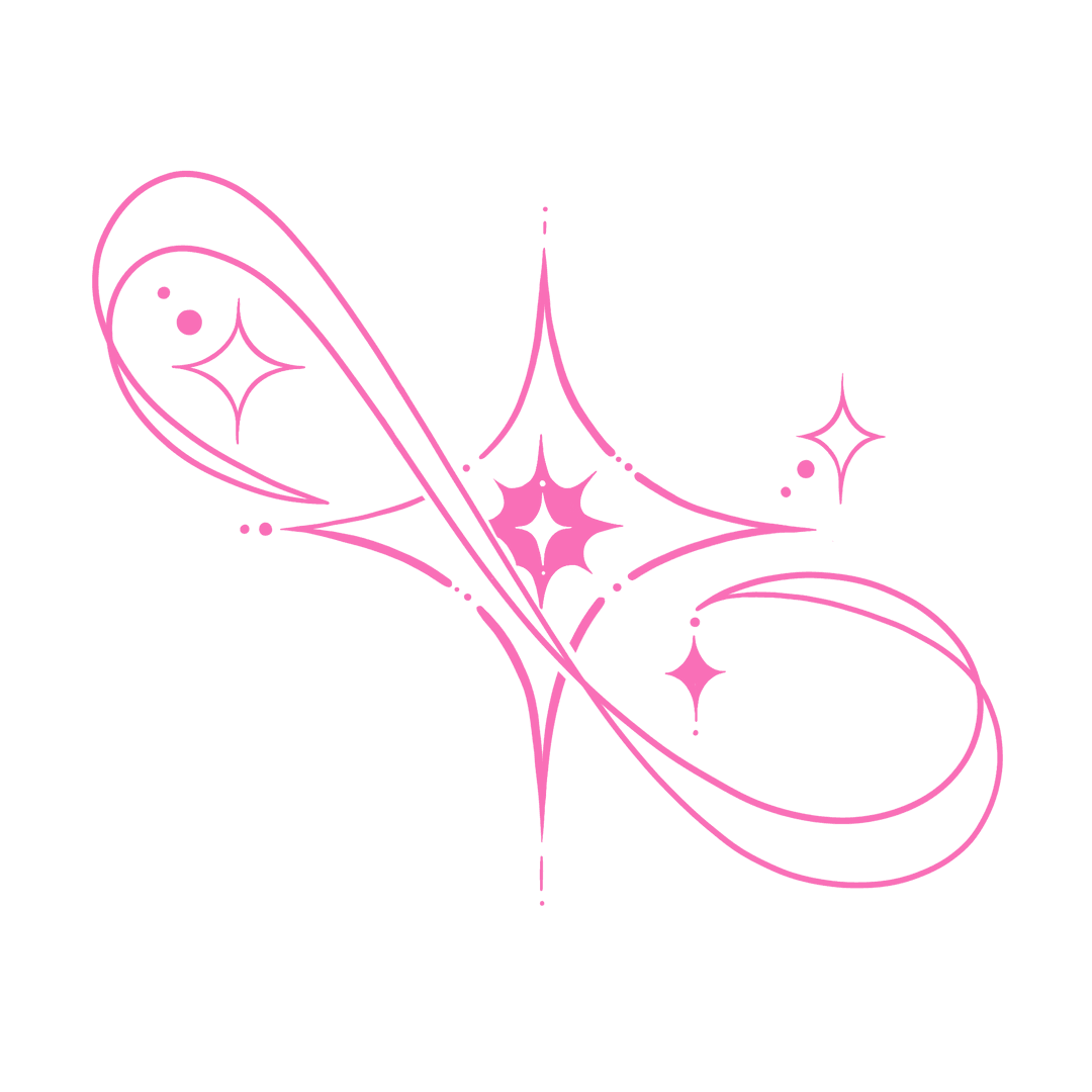 Pink Ribbon and Stars on Transparent Background Decorative Design