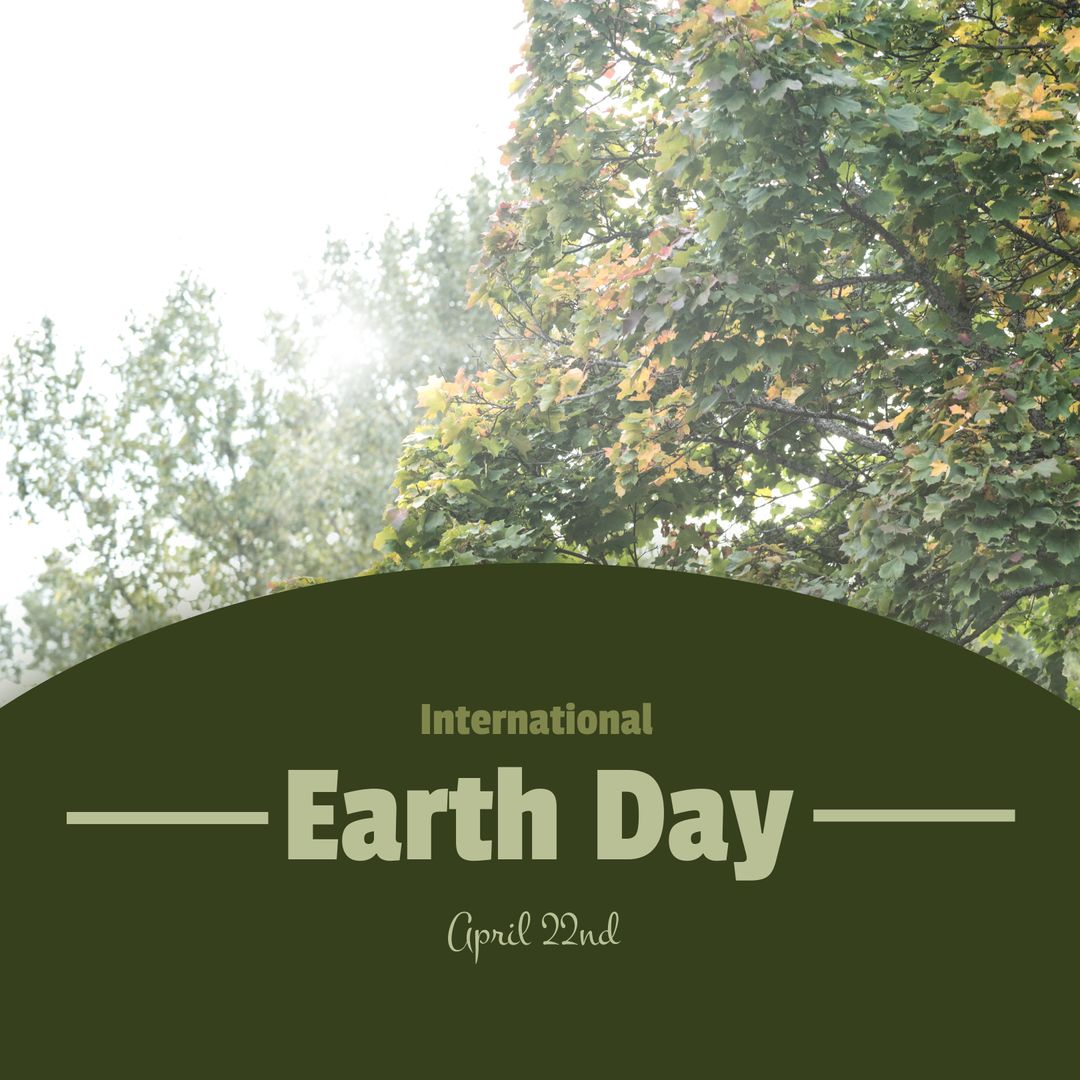 International Earth Day Poster with Green Tree Background