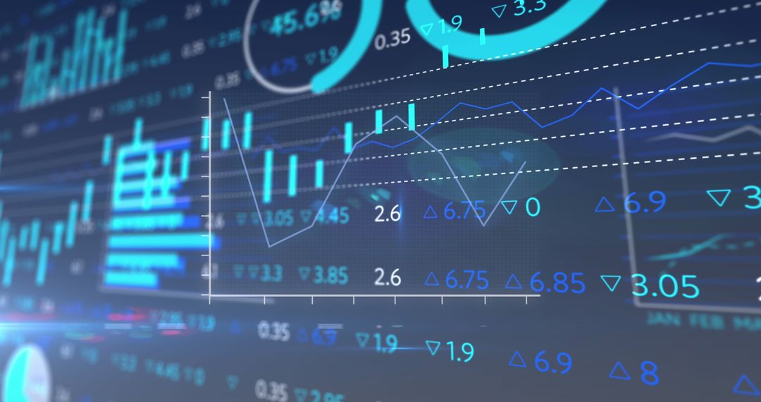 Futuristic Financial Data Analysis On Digital Trading Dashboard