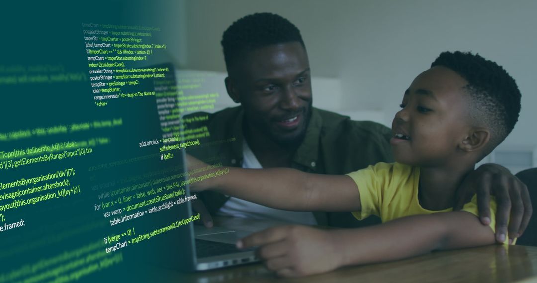 Father and Son Bonding While Learning Coding Together
