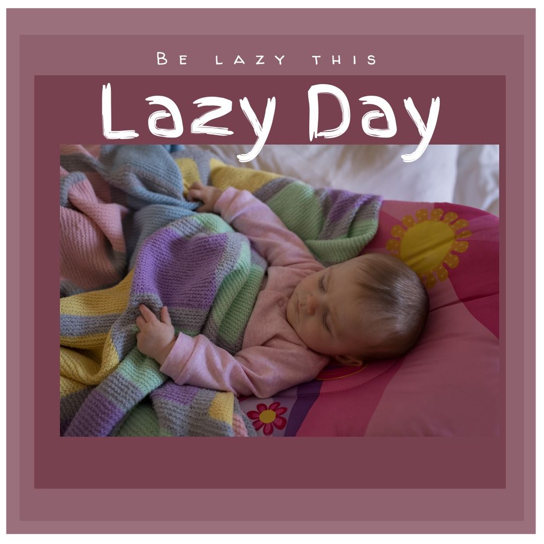 Composite of cute caucasian baby girl sleeping on bed and be lazy this lazy day text, copy space - Download Free Stock Templates Pikwizard.com
