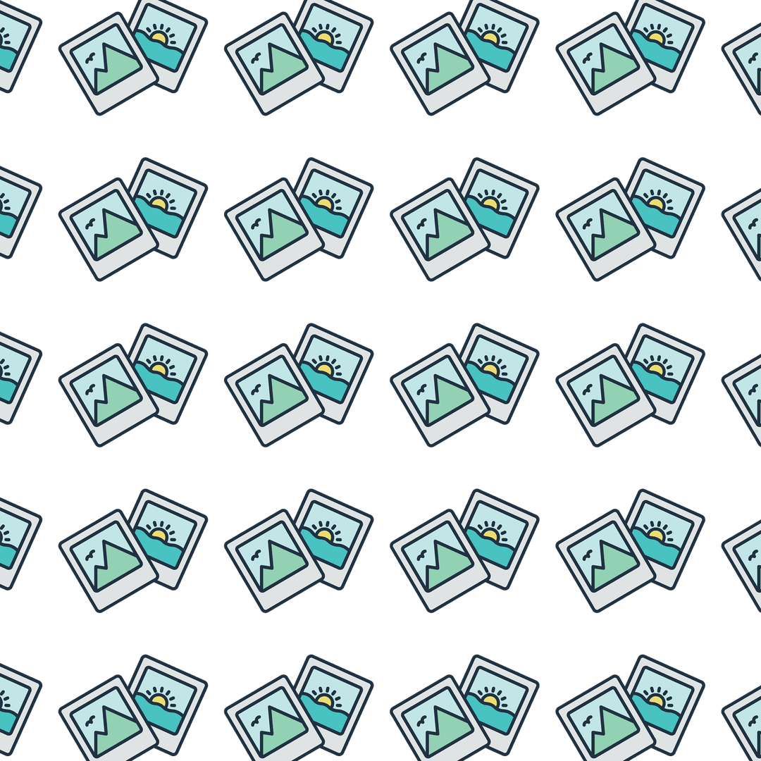 Seamless Pattern of Mountain and Sea Photos on Transparent Background