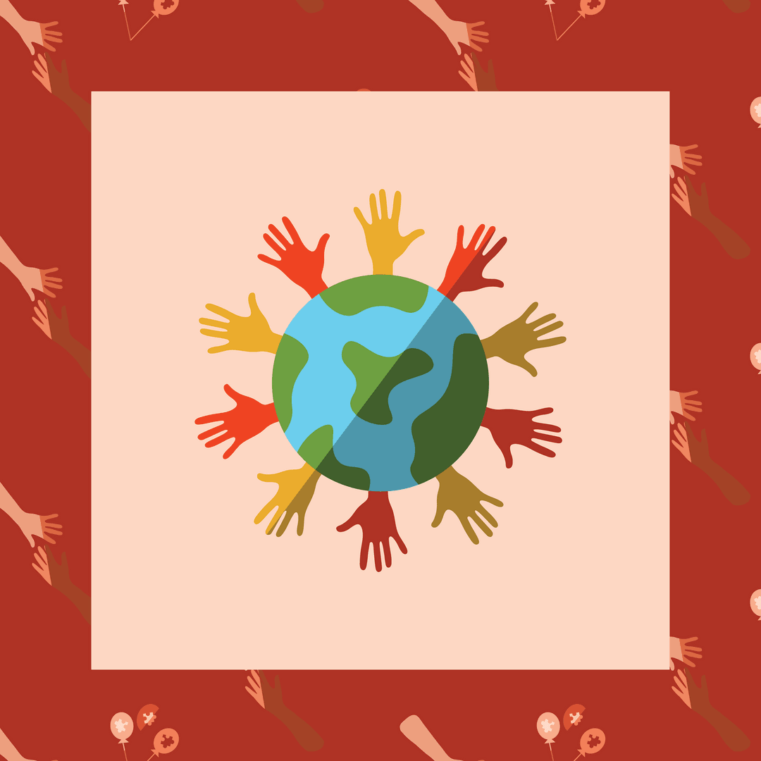 Global Unity Illustration with Hands on Transparent Background