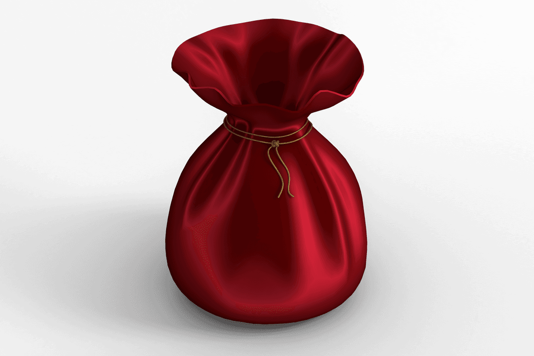 Transparent Red Sack with Gift Shape and Thin Gold Rope