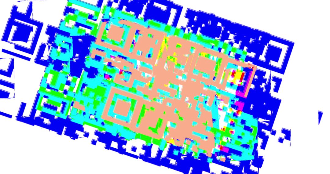 Abstract Colorful QR Code Conceptual Art on White Background