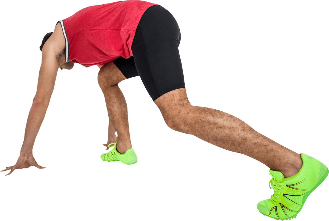 Transparent Athlete Ready to Sprint in Vibrant Sportswear