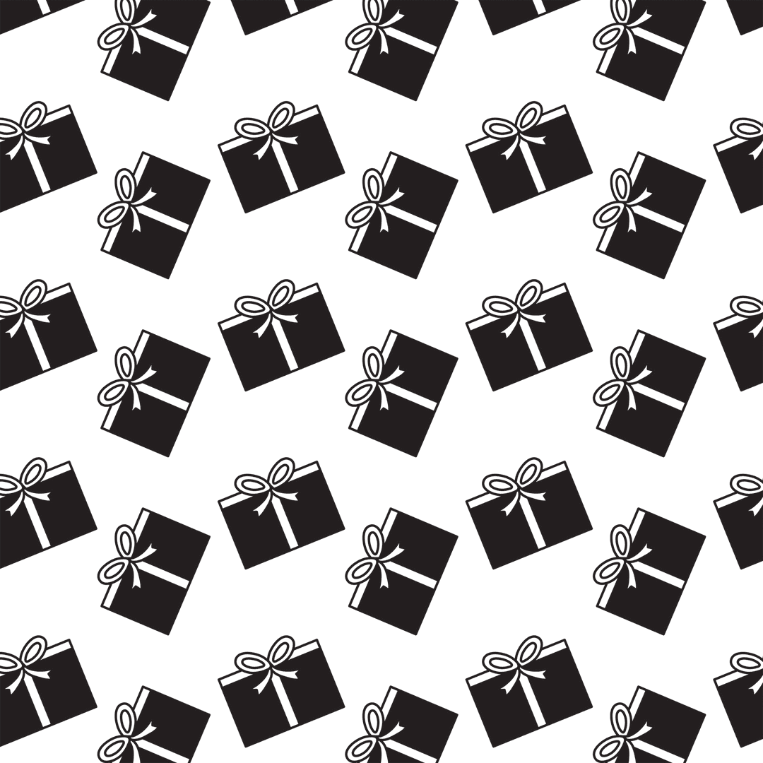 Transparent Black Gift Box Pattern on Vector Background