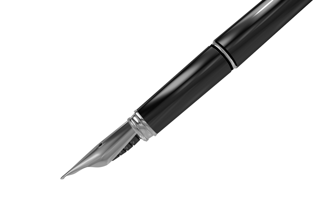 Close-up of Black Fountain Pen with Transparent Background - Download Free Stock Images Pikwizard.com