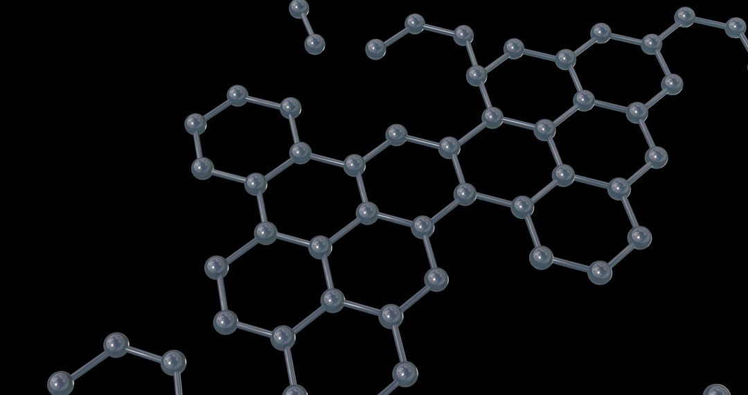 3D Molecular Structure on Black Background Representing Scientific Innovation