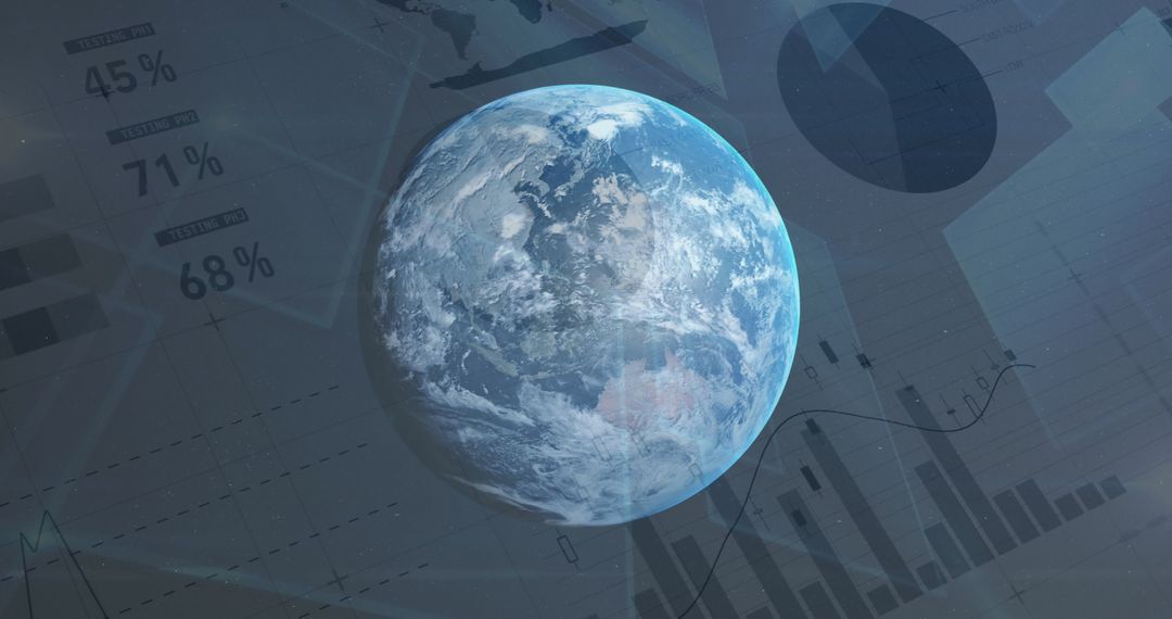 Earth with Digital Interface and Graphs Representing Global Business