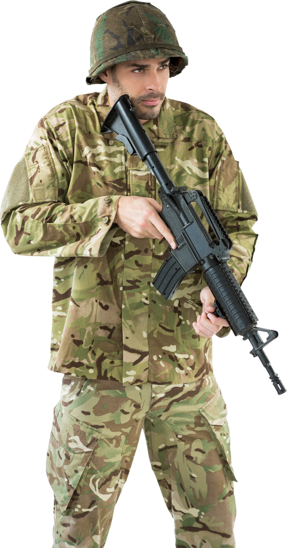 Transparent Image of Soldier Armed with Rifle in Camo - Download Free Stock Images Pikwizard.com