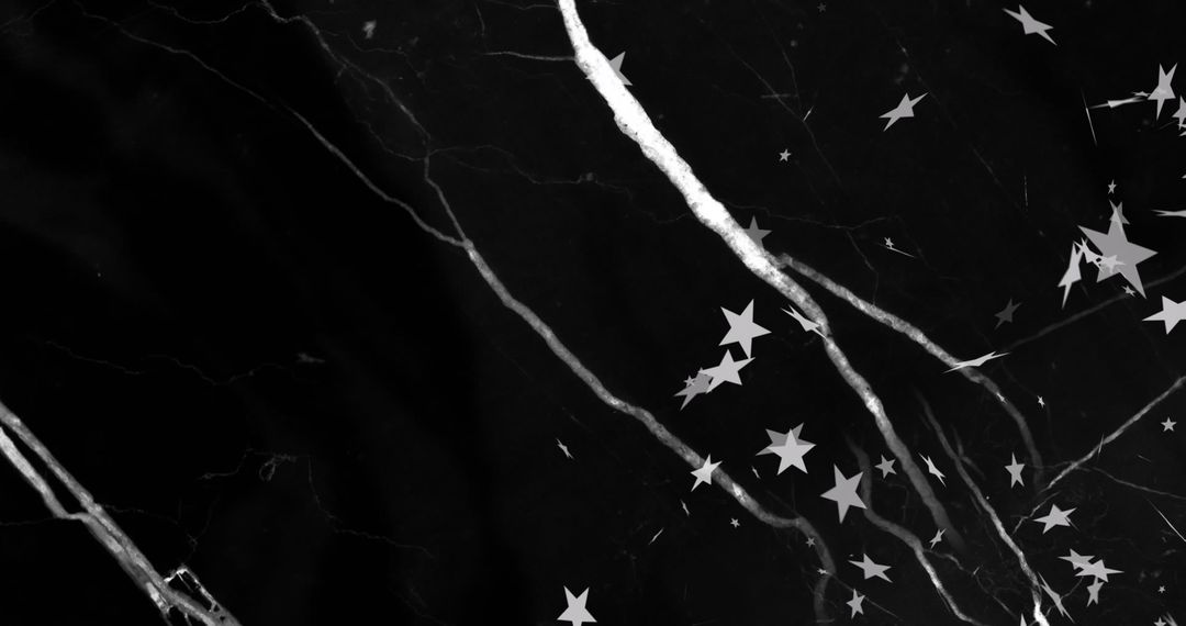Abstract Lightning Bolt and Stars on Monochrome Background