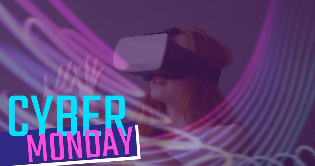 Digitally composite image of Cyber Monday text and woman using virtual reality headset 4k - Free Images, Stock Photos and Pictures on Pikwizard.com